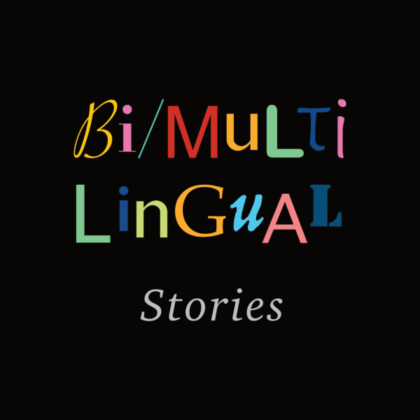 The word Bi-Multilingual is written in colorful letters of all styles and sizes, followed by the word stores in light grey. All on a black background.